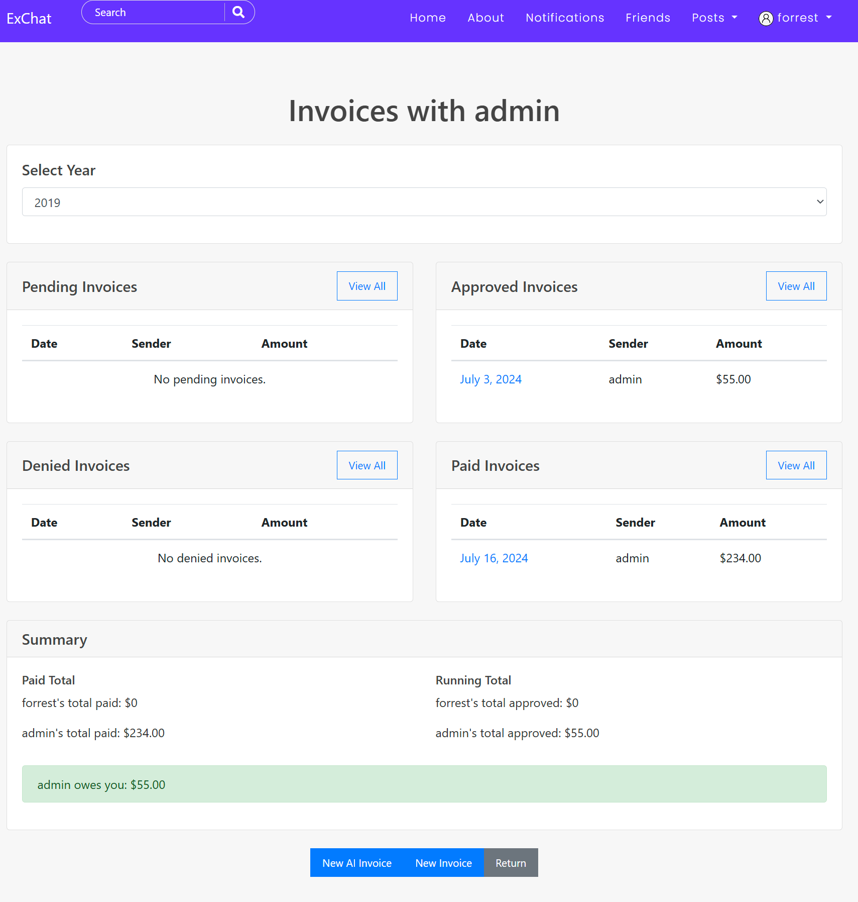 Invoicing Feature